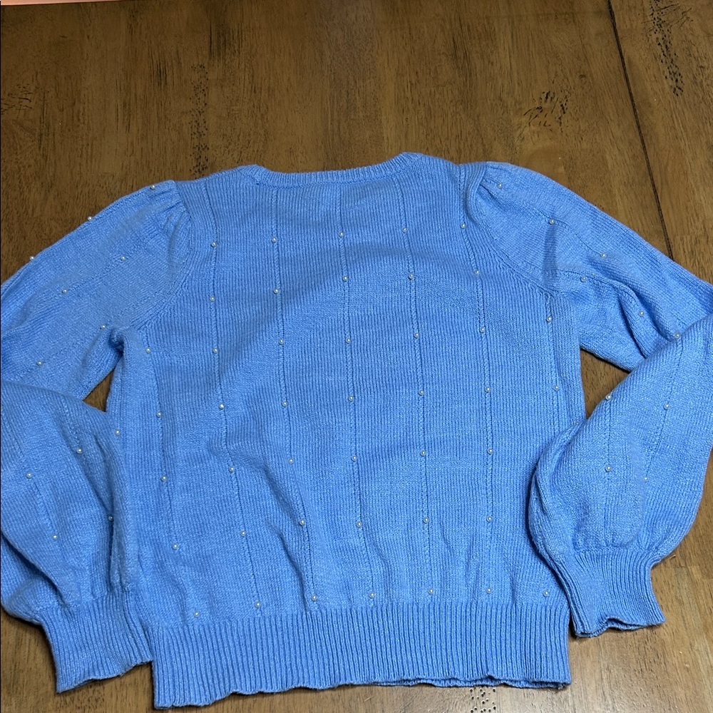Lily Pulitzer Blue Peri Placed Pearls Geraldine Women's Sweater- size medium - Picture 6 of 9
